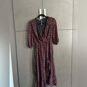 Black and red flower dress.